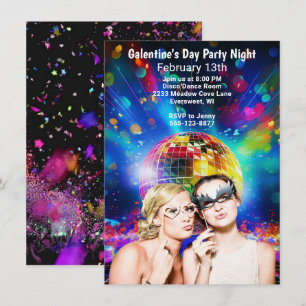 Disco-Kugel-Galentine's Day-Mädchenparty-Nacht Einladung