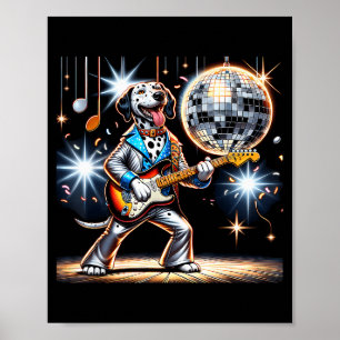 Disco-Kugel-Gitarre-Dalmatiner-Hund Männer Frauen Poster