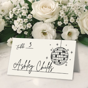 Disco-Kugel Handgezeichnete Hochzeit Platzkarte