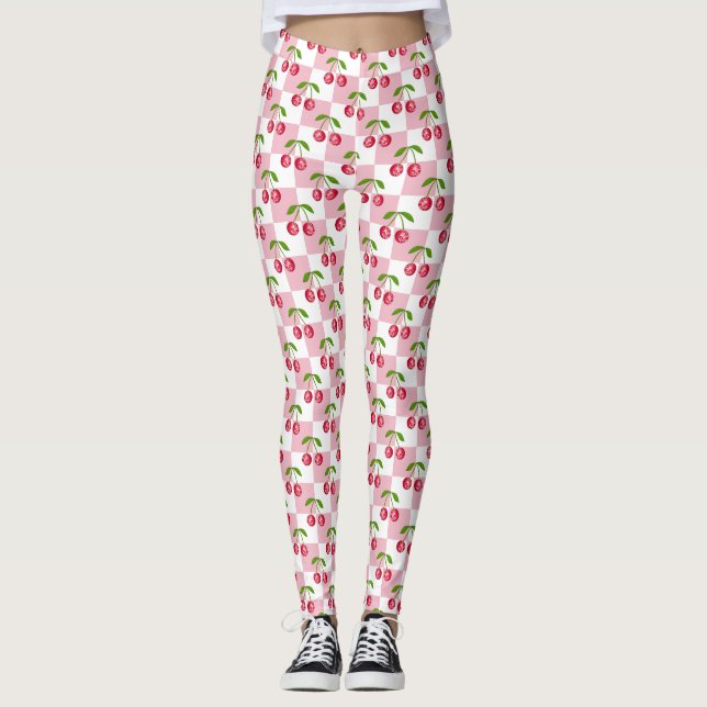 Disco-Kugel-Kirsch-Karo-Muster Leggings (Vorderseite)