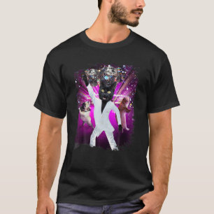 Disco-Kugel schwarze Katze tanzt T-Shirt