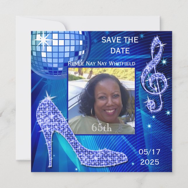 Disco-Kugel, Stiletto Save The Date (Vorderseite)
