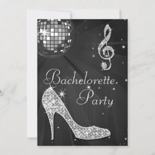 Disco-Kugel und glitzernde High Heels Schwarzer Ju Einladung