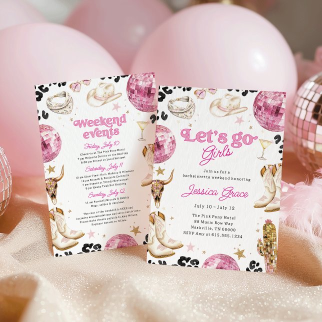 Disco-Kuhgirl Rosa Nashville-Junggesellinnenabschi Einladung (Von Creator hochgeladen)