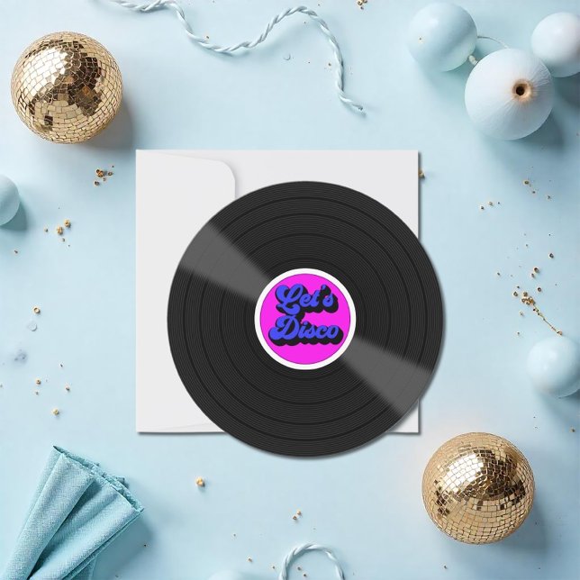 "Disco Lass" Vinyl Record Geburtstagsparty Einladung ("Let’s Disco" Vinyl Record Birthday Party Invitation)