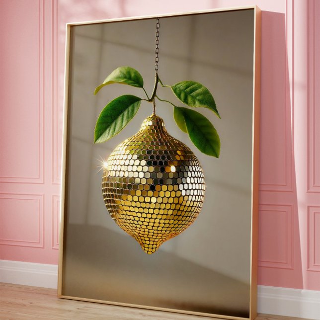 Disco Lemon Wall Art, Ästhetischer Pop Art Zuhause Poster (Disco Ball)