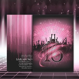 Disco Lights Sweet 16 Pink ID77 Einladung