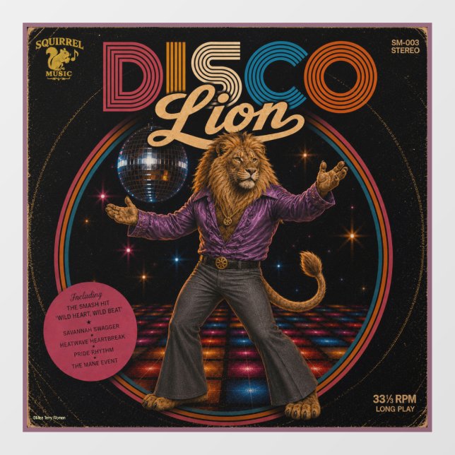 Disco-Löwe Fensteraufkleber (Blatt)