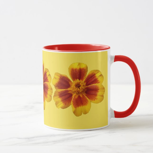Disco Marigold Orange and Red Summer Blume Tasse (Rechts)