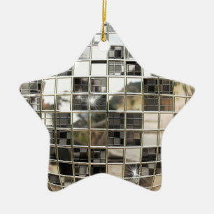 Disco Mirrorball Stern Keramik Ornament