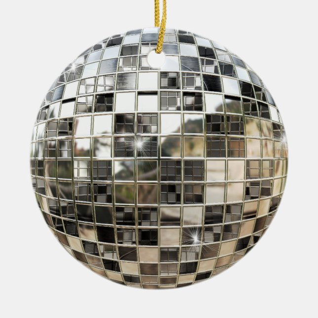 Disco Mirrorball Verzierung Keramikornament (Vorne)