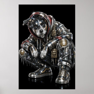 Disco-Mosaik-Hundeposter Moderne Wandkunst für H Poster