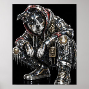 Disco-Mosaik-Hundeposter Moderne Wandkunst für H Poster