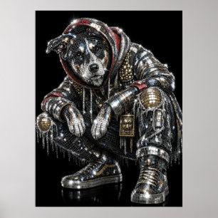 Disco-Mosaik-Hundeposter Moderne Wandkunst für H Poster