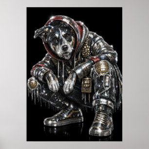 Disco-Mosaik-Hundeposter Moderne Wandkunst für H Poster