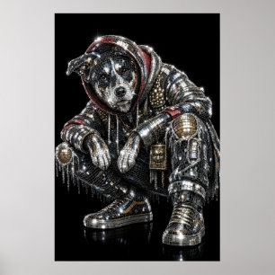 Disco-Mosaik-Hundeposter Moderne Wandkunst für H Poster