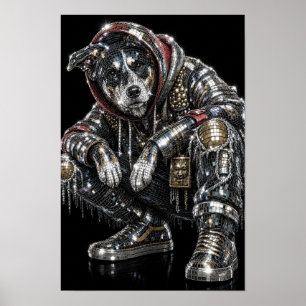Disco-Mosaik-Hundeposter Moderne Wandkunst für H Poster