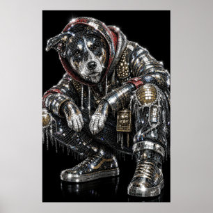Disco-Mosaik-Hundeposter Moderne Wandkunst für H Poster
