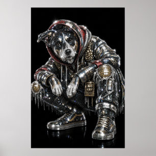 Disco-Mosaik-Hundeposter Moderne Wandkunst für H Poster