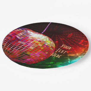 Disco-Nacht 70er Retro-Diskokugel Pappteller