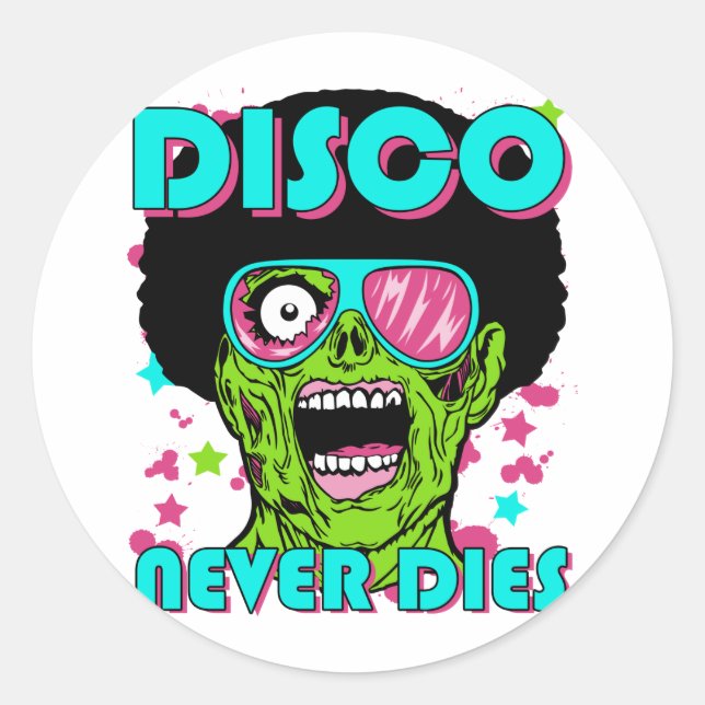 Disco Niemals Dies Runder Aufkleber (Vorderseite)