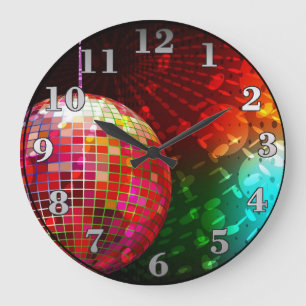 Disco Night Retro 70's Disco Ball Wall Clock Große Wanduhr