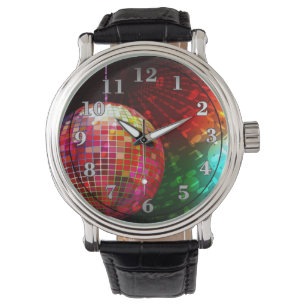 Disco Night Retro 70's Disco Ball Wrist Watch Armbanduhr