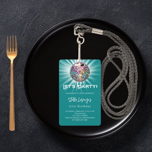 Disco-Party aquamarin grün Ausweis (Von Creator hochgeladen)