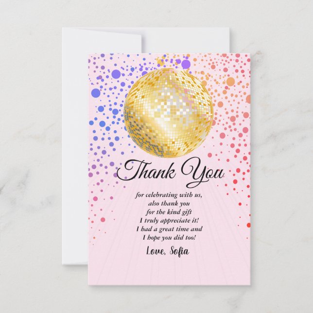 Disco Party Dance Party 70er Diskothek Dankeskarte (Vorderseite)