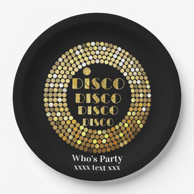 Disco Party Dance Party 70er Gold Diskothek Papier Pappteller (Vorderseite)