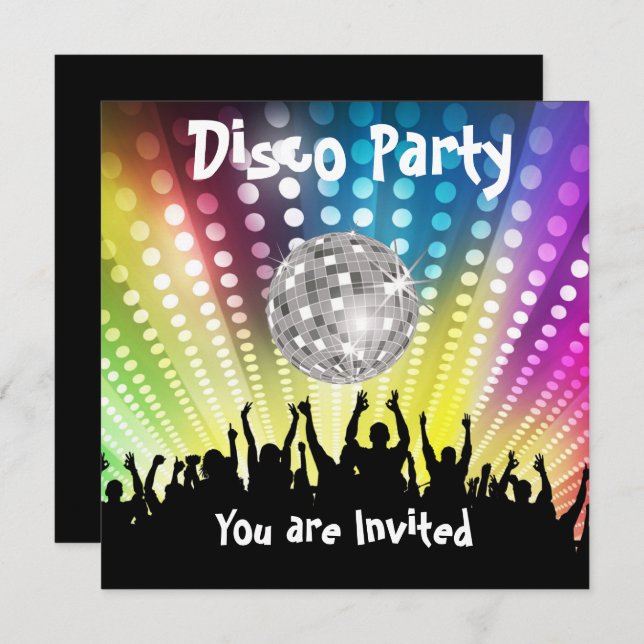 Disco Party Einladung Jegliche Feiern (Vorne/Hinten)