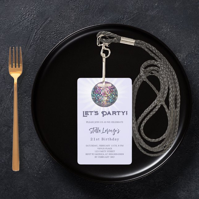 Disco Party Lavendel Geburtstagsfeier Ausweis (Von Creator hochgeladen)