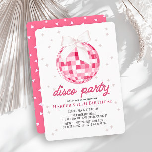 Disco-Party Pinker Disco-Ball Schleifen Mädchen Ge Einladung