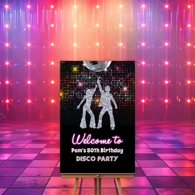 Disco Party Retro 70er Party Begrüßungszeichen Poster (Von Creator hochgeladen)