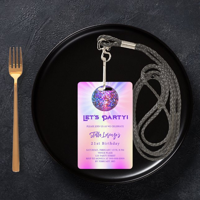 Disco Party Rosa Holografie Ausweis (Von Creator hochgeladen)