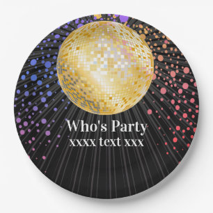 Disco-Party Tanzparty 70er Gold Disco-Kugel Pappteller