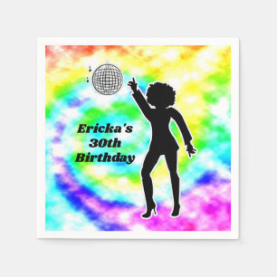 Disco-Party-Tie-Dye-Erwachsene Retro-Geburtstagsfe Serviette