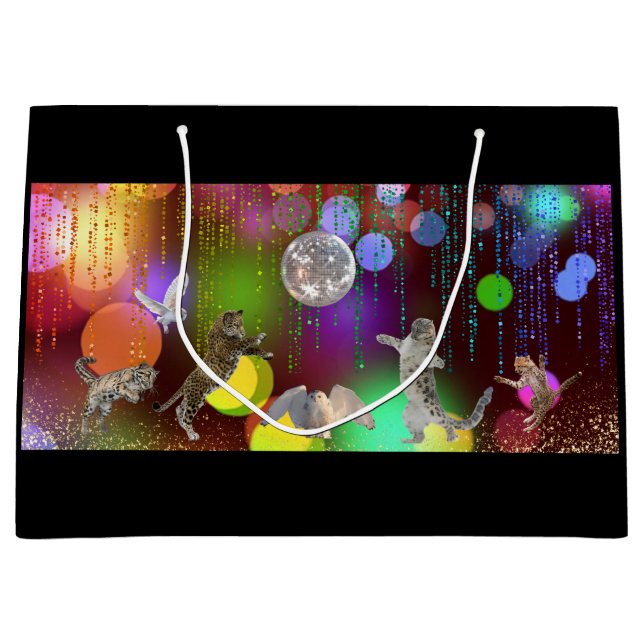 Disco Party Tiergeschenktasche Große Geschenktüte (Vorderseite)