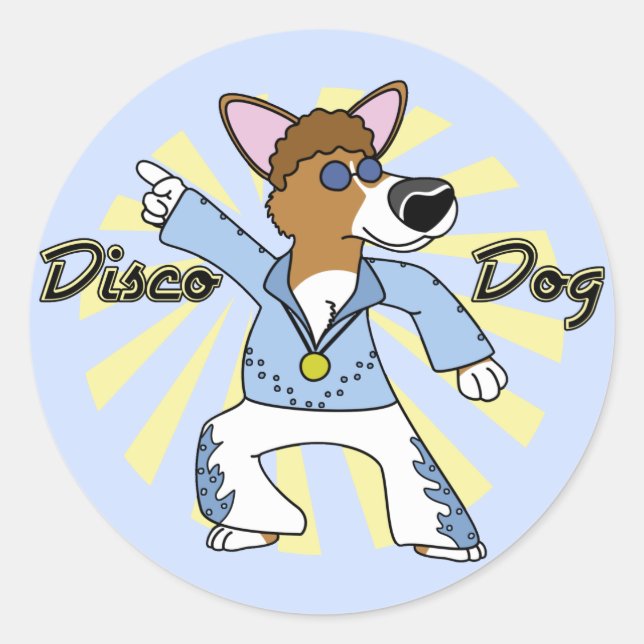 Disco Pembroke Welsh Corgi Runder Aufkleber (Vorderseite)