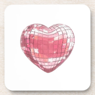 Disco Pink Heart Mouse Pad Getränkeuntersetzer