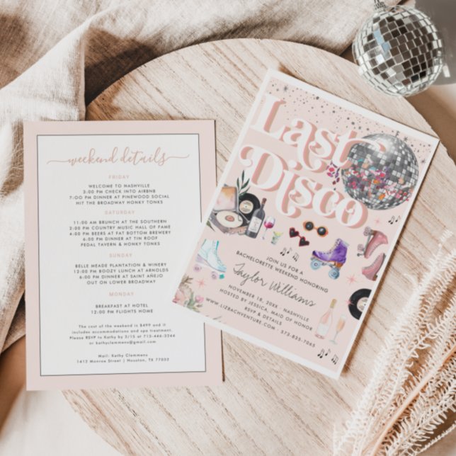 Disco Pink Retro Roller Skaten | Bachelorette Einladung (Von Creator hochgeladen)