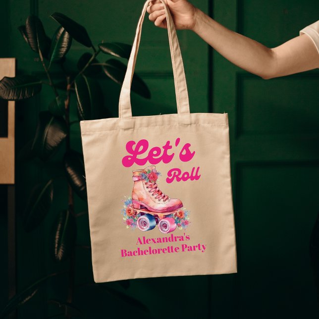 Disco Pink Retro Roller Skaten Bachelorette Teil Tragetasche (Von Creator hochgeladen)
