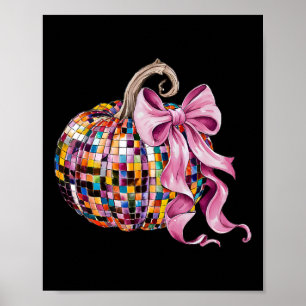 Disco Pumpkin Coquette Bow Ästhetische Herbst Dank Poster