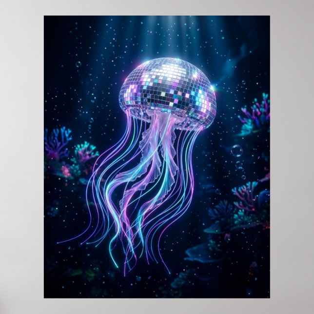 Disco Qualle Neon Abgrund Poster (Vorne)