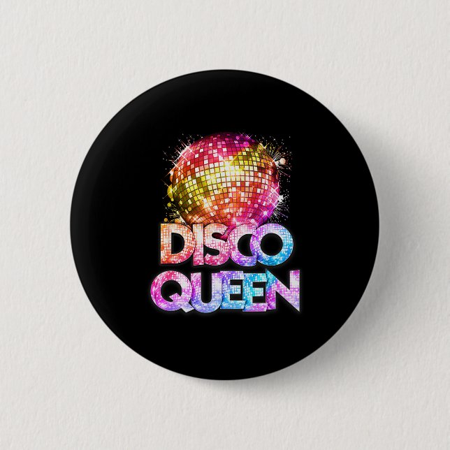 Disco Queen - 70's Disco Themed Vintage Seventies  Button (Vorderseite)