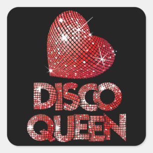 disco queen women's retro 70s themed quadratischer aufkleber