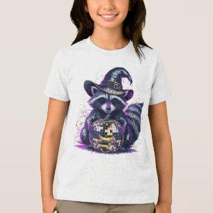 Disco Raccoon Halloween T - Shirt - Lebhafte Hexe 