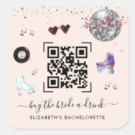 Disco Roller Skaten kaufen Bridge A Drink QR Code Quadratischer Aufkleber