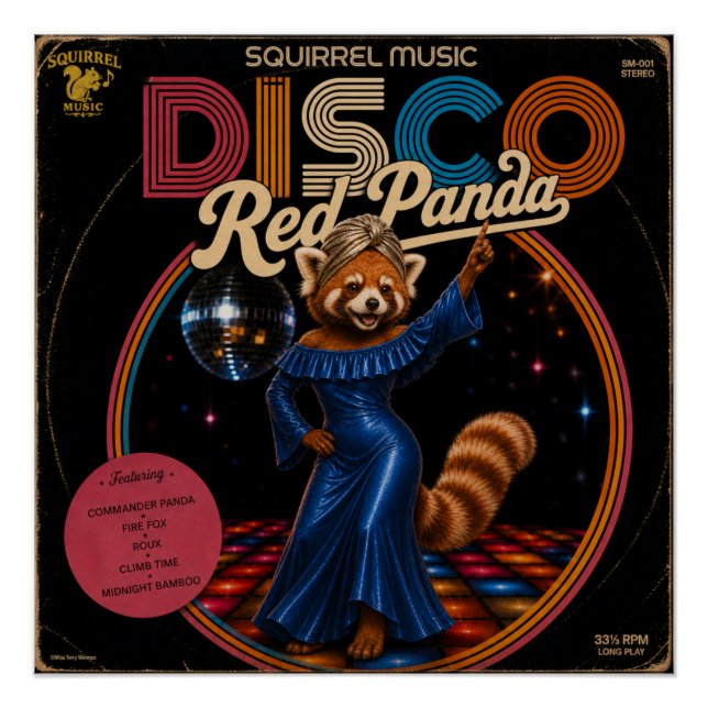 Disco-Roter Panda Poster (Vorderseite)