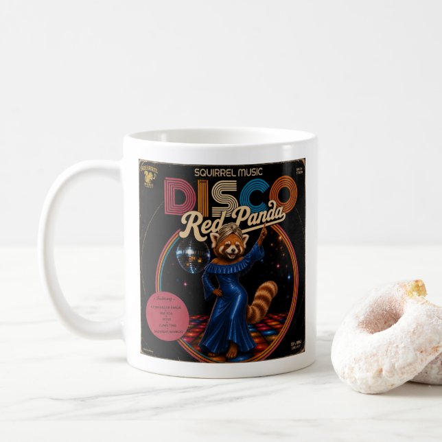 Disco-Rotpanda  Kaffeetasse (Mit Donut)